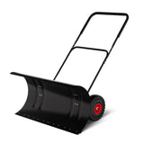 Garvee 29" Heavy Duty Steel Snow Shovel with Wheels – Adjustable Ergonomic U-Handle – Angled Blade for Effective Driveway & Sidewalk Clearing – All-Terrain Non-Slip Wheels – Commercial & Residential Use – Black, Large Double Rod, Black Handle/Blade with