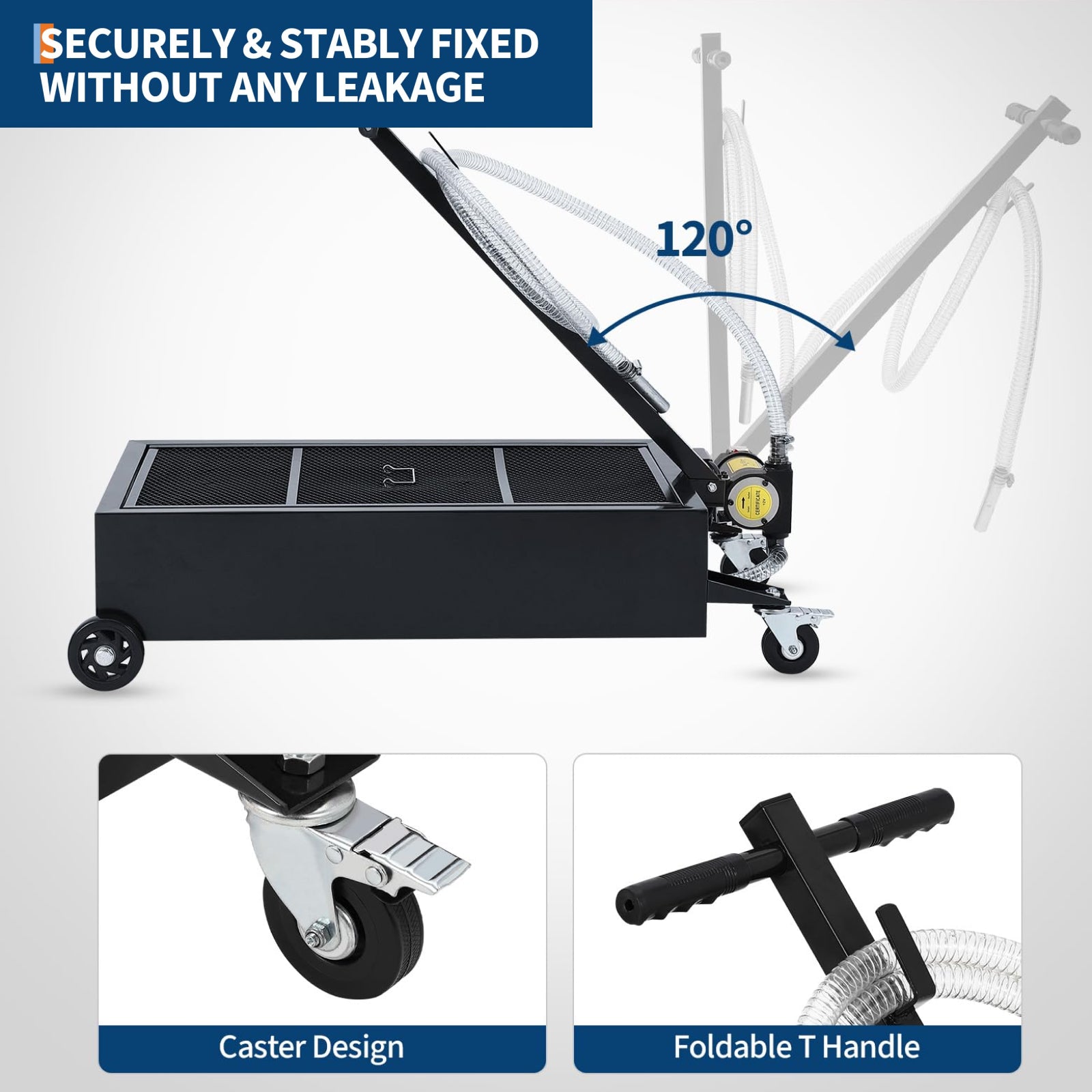 Foldable T-handle and caster wheels for easy positioning