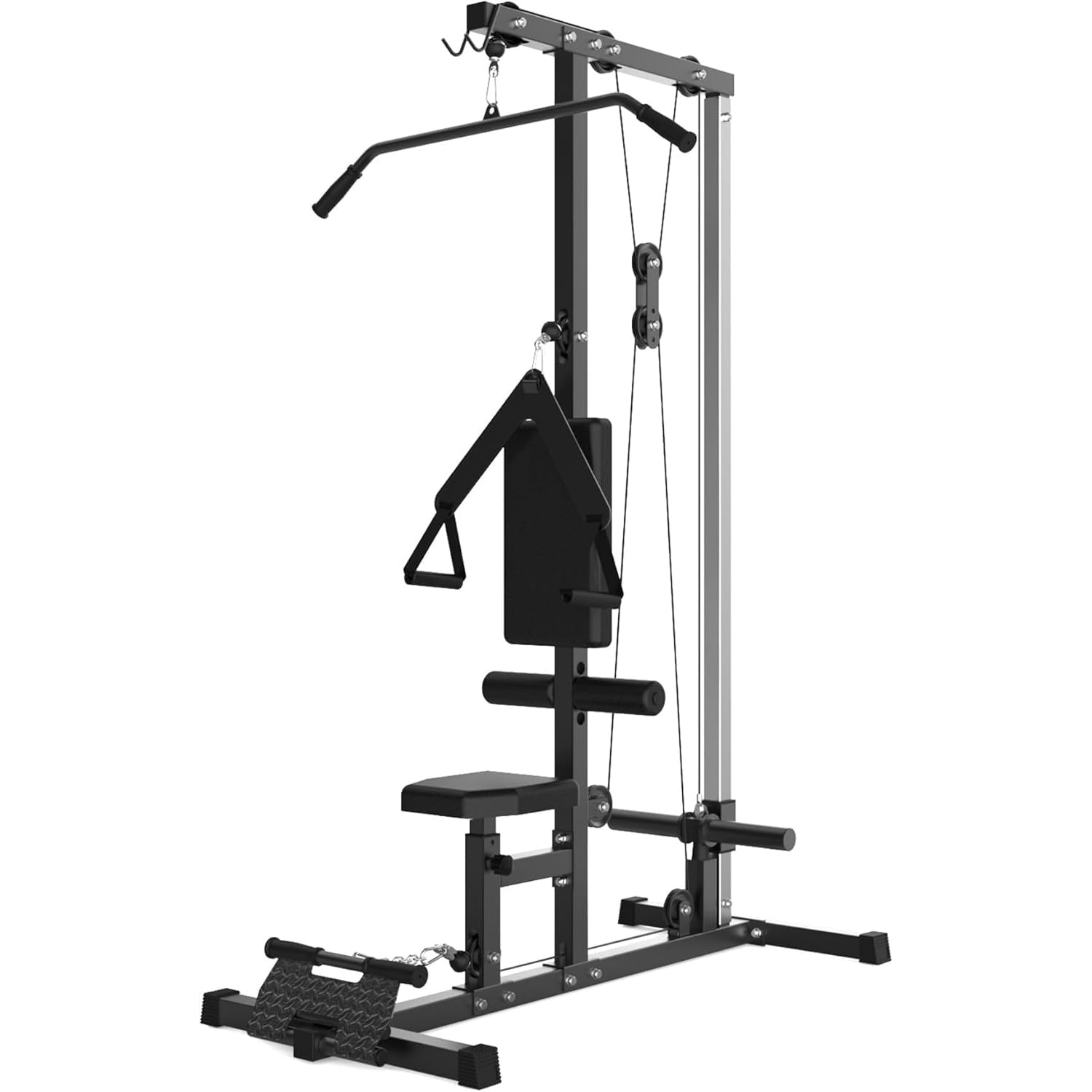 Garvee Lat Pulldown Machines - Floor Standing Cable Workout Machine, 400Lbs Capacity, Dual Pulley System, 20 Height Adjustments, 27.5"L x 55.1"W x 76.3"H Black