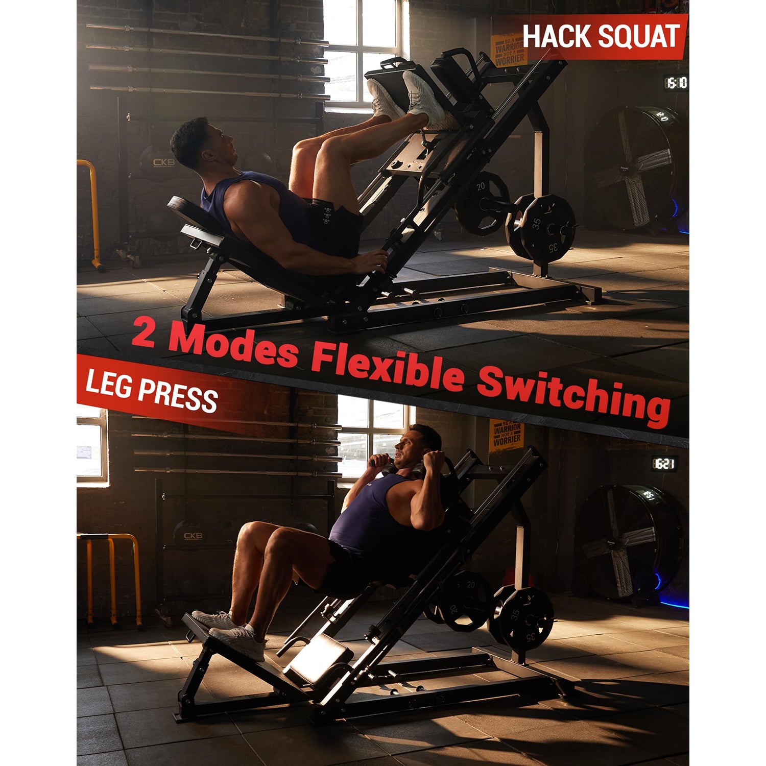 Garvee Leg Press Hack Squat Machine 2 in 1 Combo for Home Gym, Solid Steel, Adjustable Angles, Black