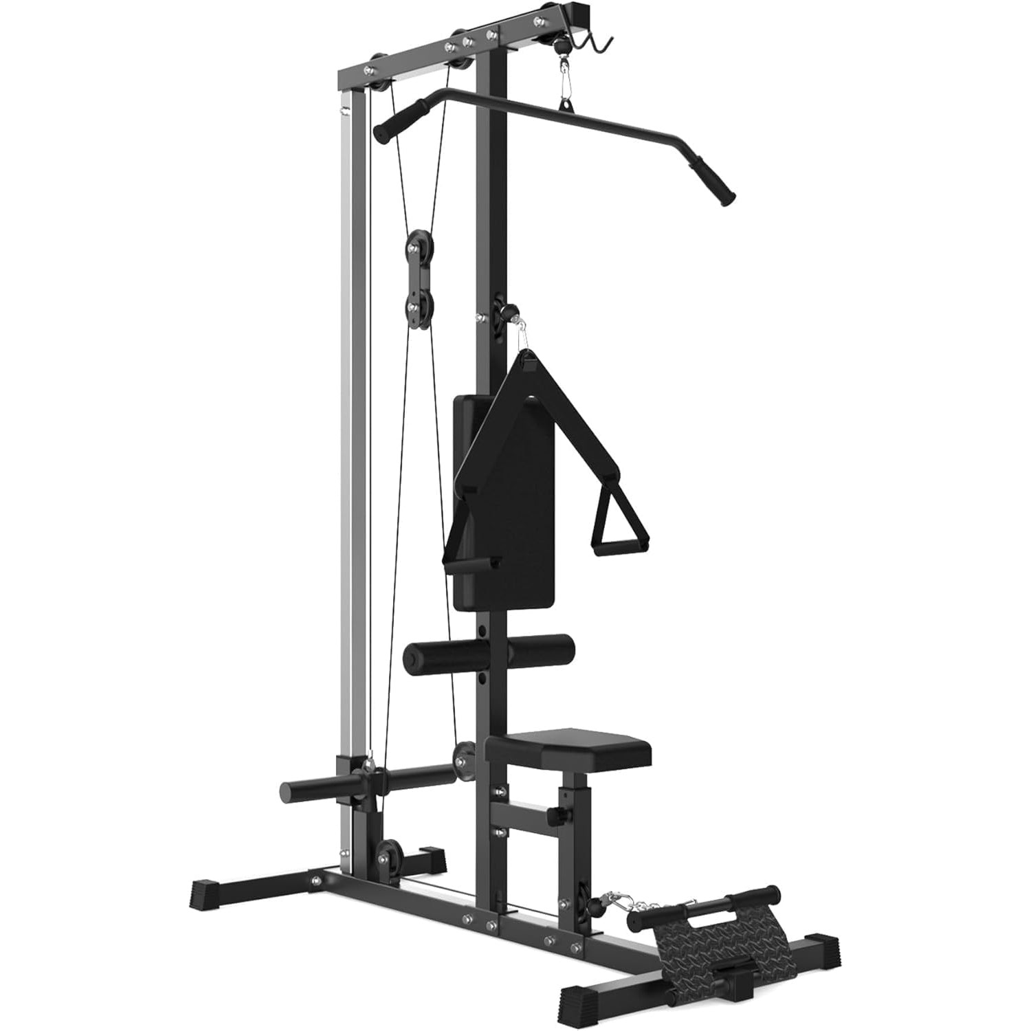 Garvee Lat Pulldown Machines - Floor Standing Cable Workout Machine, 400Lbs Capacity, Dual Pulley System, 20 Height Adjustments, 27.5"L x 55.1"W x 76.3"H Black