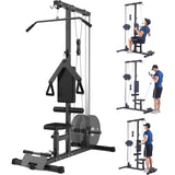 Garvee Lat Pulldown Machines - Floor Standing Cable Workout Machine, 400Lbs Capacity, Dual Pulley System, 20 Height Adjustments, 27.5"L x 55.1"W x 76.3"H Black - Red