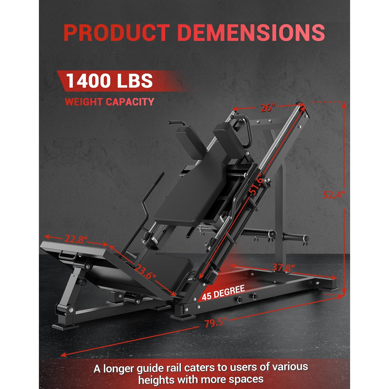 Garvee Leg Press Hack Squat Machine 2 in 1 Combo for Home Gym, Solid Steel, Adjustable Angles, Black