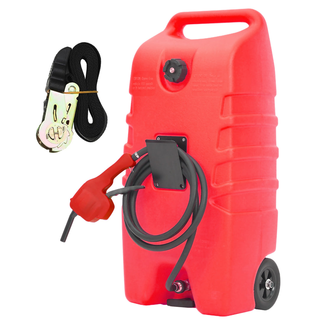 Garvee Réservoir de carburant portable 14 gallons avec pompe à siphon et tuyau de 3 m pour voitures, VTT, tondeuses à gazon, bateaux, résistant aux UV, sur roues, rouge