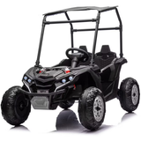 Garvee Ride - P Series: 24V Ride On Utv for Kids, 2 Seater Electric Truck With Sun Shade,4WD Electric Car Toy With Remote Control, Led Lights, 4 Shock Absorbersm,One Click Start, Music Player - Black - Black