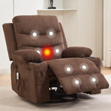 Garvee Recliner Chair Nursery, Oversized Manual Reclining Rocking Chair, Corduroy 360 Swivel Glider with Cup Holder, Massage and Heat Recliner, Small Sofa Chairs for Adults, Living Room, RV, Bedroom, Brown - Linen | Brown