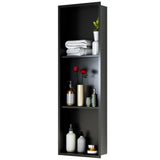 Garvee Stainless Steel Shower Niches Ready for Tile, 12" x 36" Modern Soap Niche, 3-Tier Organizer, No Tile Needed Recessed Wall Niche for Bathroom Storage, Black - Black