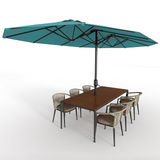 Garvee 13' Double-Sided Umbrella, Outdoor Patio Umbrellas, Rectangle Market Umbrella with Crank Handle, Large Patio Umbrell for Poolside Backyard, Mist Blue - Mist Blue