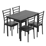 Garvee Dining Table Set for 4, 5 Piece Kitchen Dining Room Table and Chairs Set, Space-Saving Wood Modern Rectangle Dinner Table for Breakfast Nook, Home Office, Black - Black