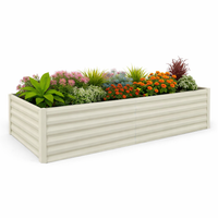 Garvee Lit de jardin surélevé galvanisé 6x3x2 pieds, jardinière profonde pour légumes, fleurs, herbes - Grand kit de jardin surélevé en métal pour l'extérieur, beige