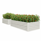 Garvee 2 Pcs 8x4x2 ft Galvanized Metal Raised Garden Bed - Deep Root Planter for Vegetables, Flowers, and Herbs - Large Outdoor Planter Box Kit - Beige
