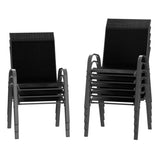Garvee Patio Stackable Chairs Set of 4 - Outdoor Metal Frame Dining Chairs with Breathable Textilene Fabric for Patio, Deck, Backyard, Black - Black