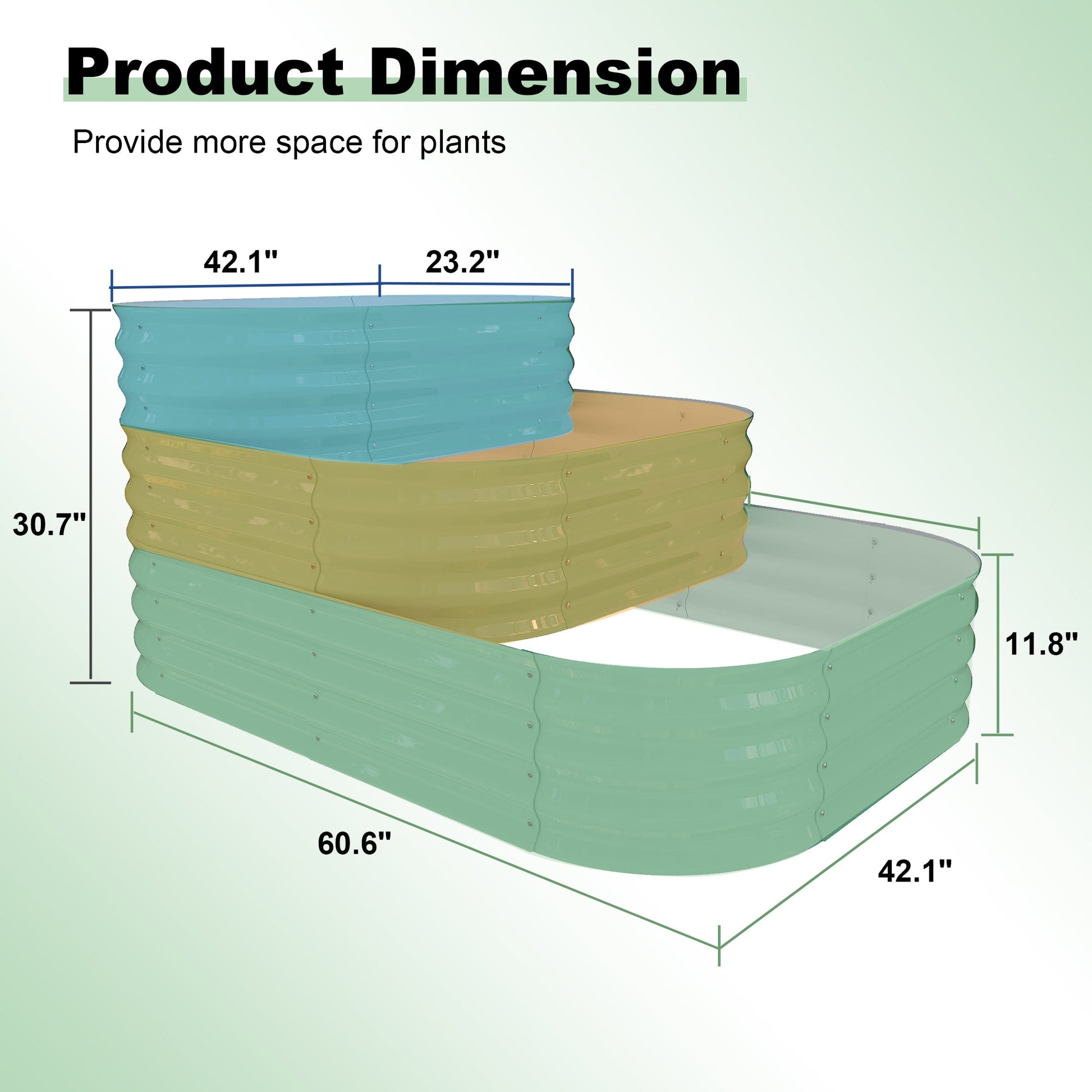 Product dimensions for 3-in-1 modular raised garden bed