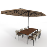 Garvee 13FT Double-Sided Outdoor Patio Umbrella - Fade Resistant Canopy, Rectangular, Tan - Large Shade for Deck & Garden - Tan