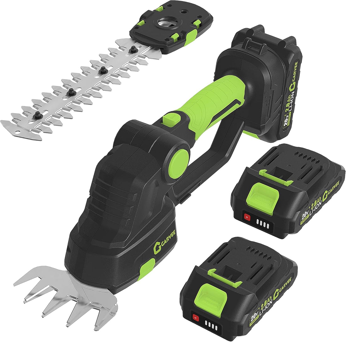 Cisaille à Haie et à Gazon 2-en-1 Garvee, Outil de Jardin, Taille Compacte, Vert