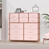 Garvee Dresser for Bedroom with 12 Drawer, Entryway, Storage Organizer Unit with Fabric, Sturdy Metal Frame, Wood Tabletop, Easy Pull Handle - Pink - Pink