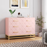 Garvee 6 Drawer Dresser for Bedroom, Wide Chest of Drawers Organizer Storage with Drawers, Large Storage Cabinet, Modern Design Dresser, Pink - Pink