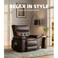 Garvee Oversized Wide Massage Recliner Chair, PU Leather Large Manual Recliner for Adults, Ultimate Comfort Lazy Boy with 1.5X Sponge Filling and Easy Recline Mechanism for Relaxation, Coffee
