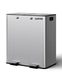 Garvee Large Dual Trash Can 2 x 8 Gallons- 60 Liters Stainless Steel Kitchen Double Trash Can,2 Compartment Trash Can Combo Garbage Bin with Separated Lid and Foot Pedal for Kitchen