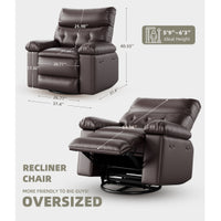 Garvee Oversized Wide Massage Recliner Chair, PU Leather Large Manual Recliner for Adults, Ultimate Comfort Lazy Boy with 1.5X Sponge Filling and Easy Recline Mechanism for Relaxation, Coffee