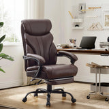 Garvee Comfortable Office Desk Chair 500 LBS, Big and Tall Office Chairs with Footrest, 90-155°Recline Executive Leather Gaming Chair for Heavy People, Long Hours, Coffee - Coffee Color