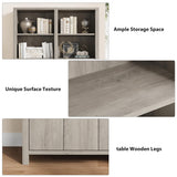 Garvee Tall Extra Wide Storage Cabinet for Office and Home – 71" 5-Tier Wooden Bookshelf with Doors, Adjustable Shelves, Durable Farmhouse Bookcase Organizer – Light Ivory - Light Ivory