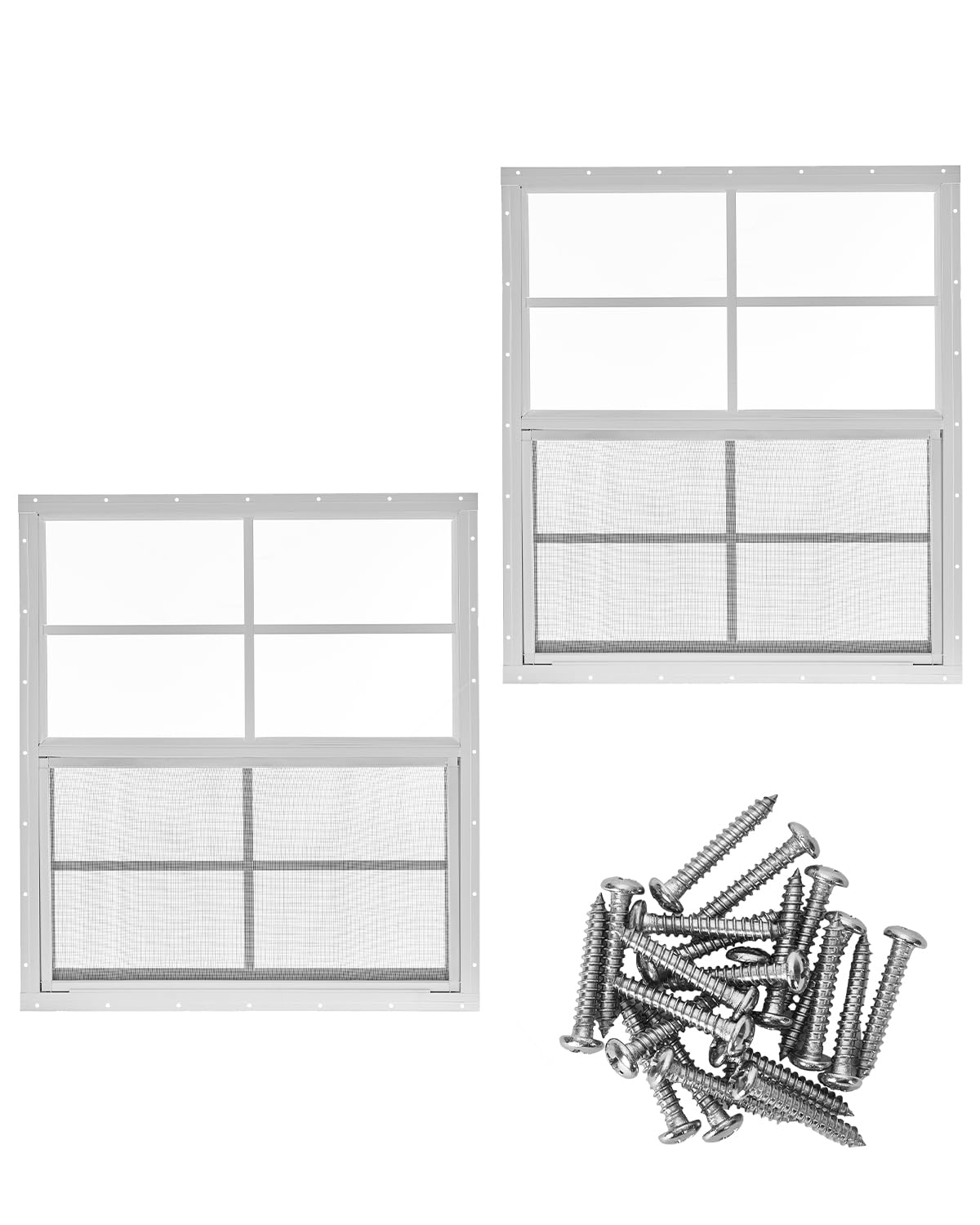 Garvee Aluminum Sliding Storage Window – Tempered Glass & Fiberglass Screen – Flush Mount, Weather Resistant, Easy Installation – For Storages, Garages, Storage – 24×27 Inch, 1pcs
