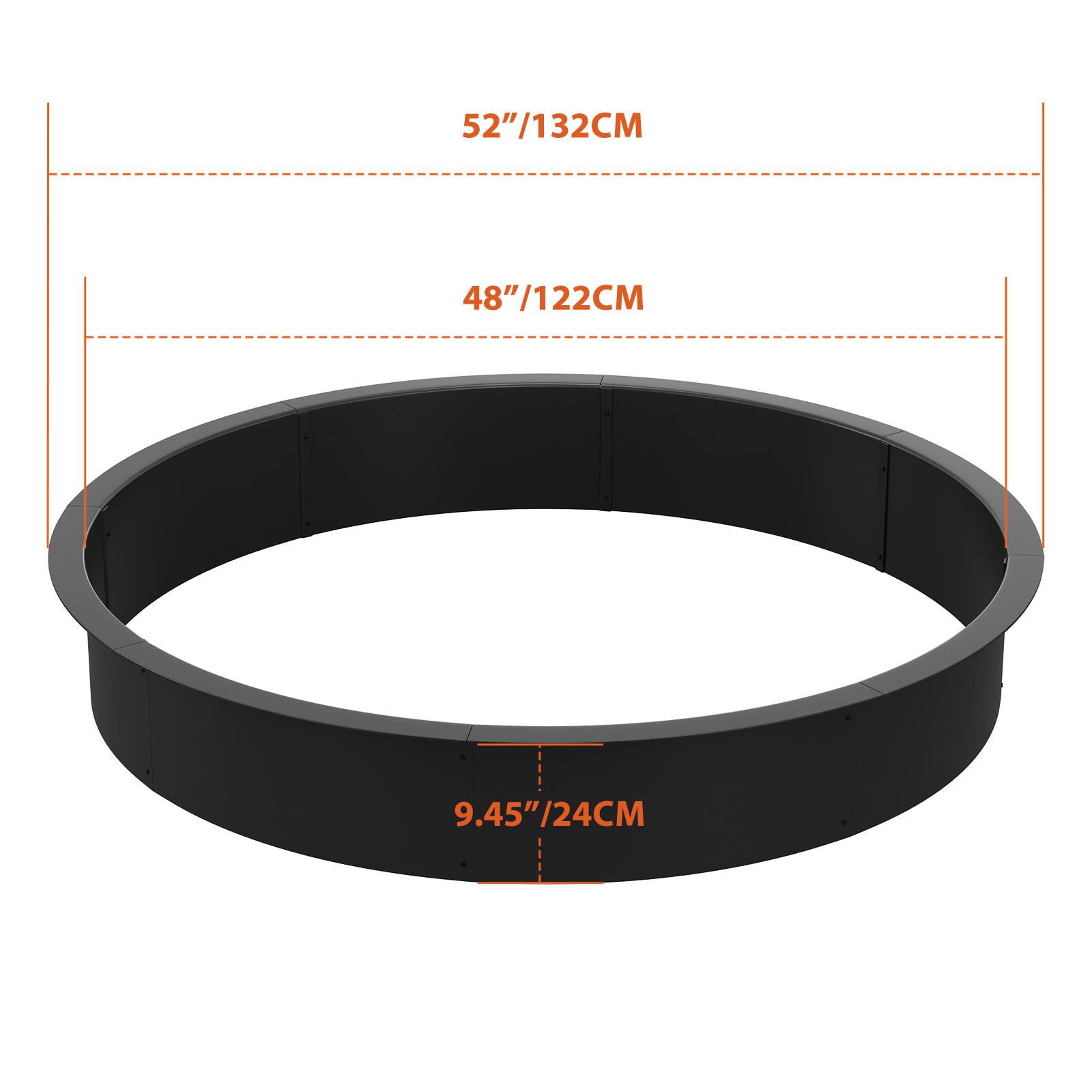 Fire pit ring dimensions diagram