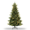 Garvee 7.5ft Artificial Christmas Tree, Slim Aspen Fir Xmas Tree with 300 Warm White Lights, Lifelike Pine Cones, Flame-Retardant, Pre-Lit Christmas Tree for Yard Home Holiday Decor