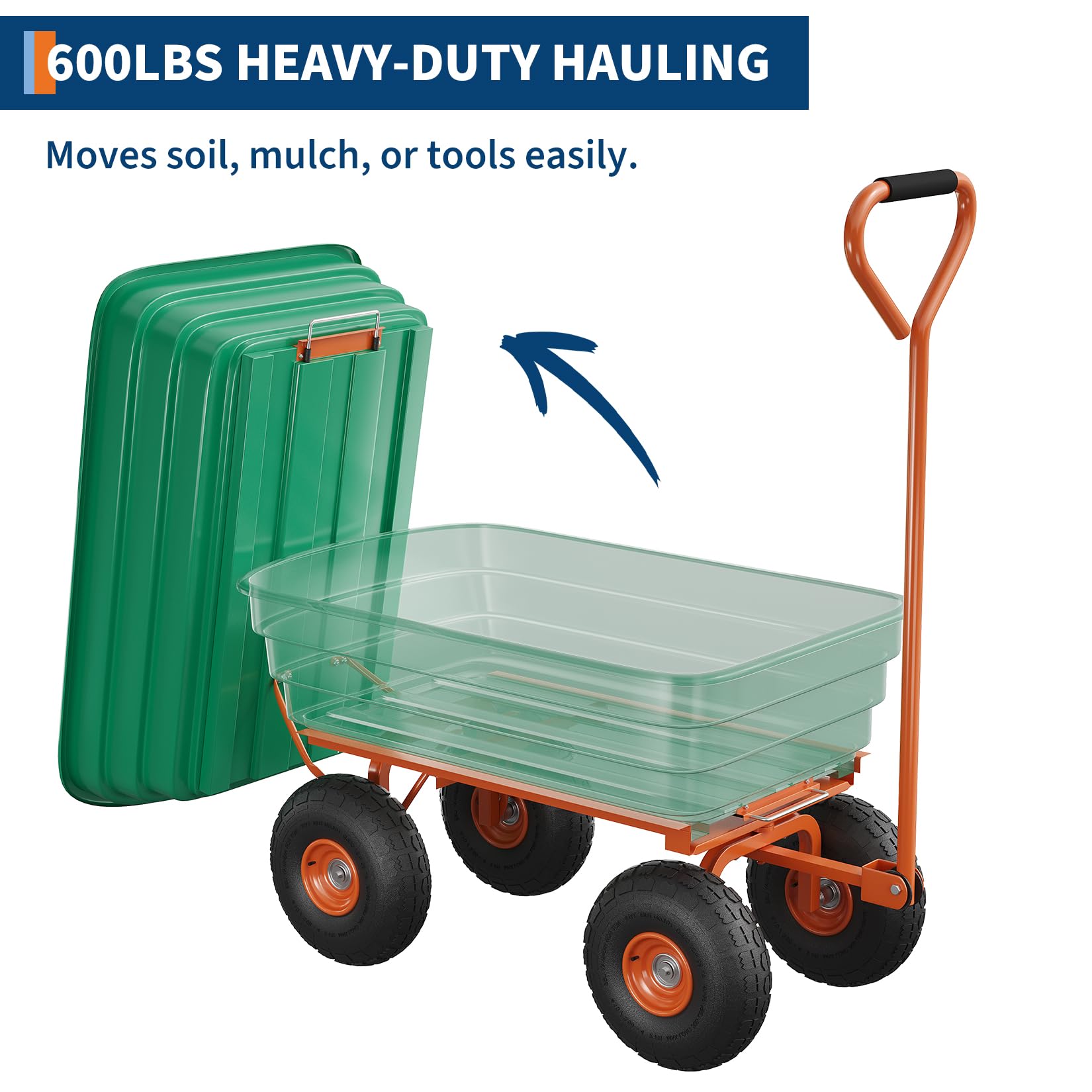 Garvee garden dump cart with heavy-duty hauling capacity