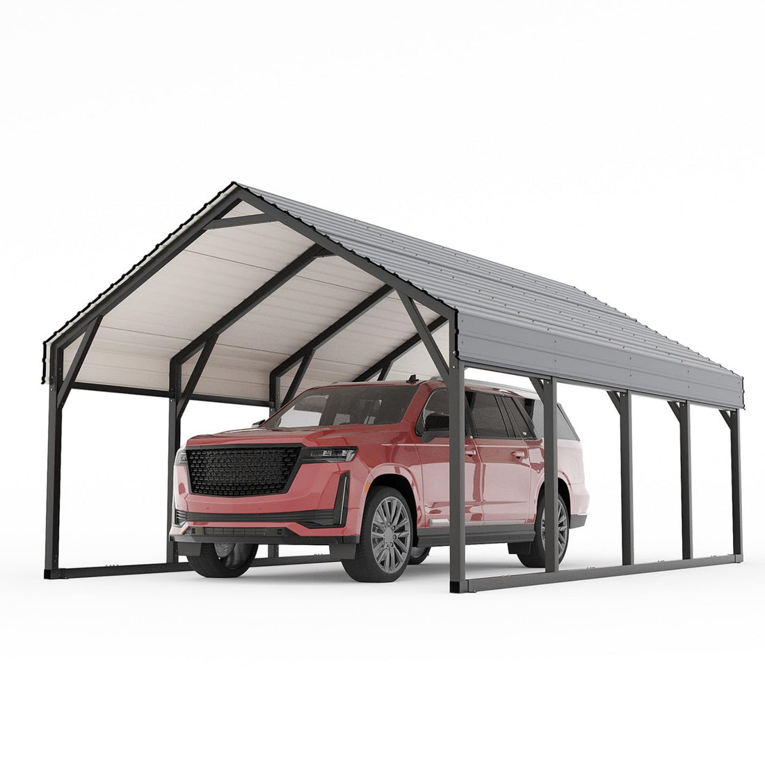 Abri de voiture métallique Garvee 3,6 x 6 m avec cadre renforcé et toit en acier pour bateaux de pêche, camionnettes, tracteurs, utilisation par tous les temps, acier résistant à la rouille