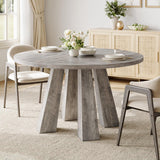Garvee Farmhouse 47" Wood Round Dining Room Table with Sturdy Base Suitable for 4-6 Peaple, Grey - Grey