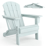 Garvee Outdoor Folding Adirondack Chair HDPE Durable Weather-Resistant Ergonomic Extended Backrest Foldable Patio Garden Deck Lawn Light Blue - Light Blue