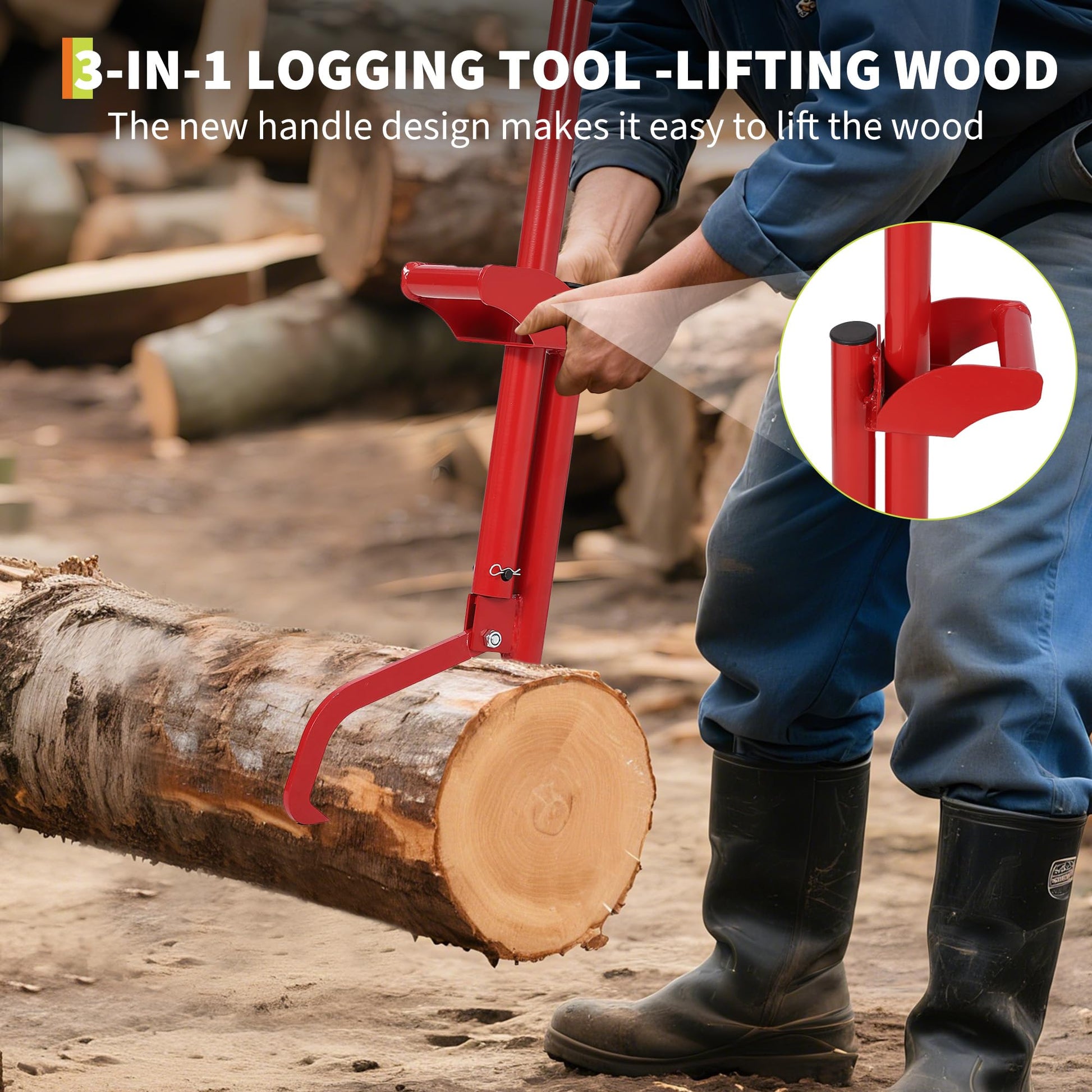 Lift log securely for safer cutting with logging tool