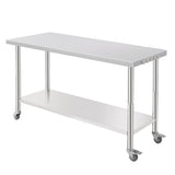Garvee Heavy Duty Stainless Steel Work Table – Commercial Grade, Adjustable Undershelf, NSF Certified, Arc Edge, Hook, No Rear Baffle – Ideal for Restaurant, Kitchen, Brewery – 60x24x35 Inch – 08 Arc Edge with Hook-New SKU, 60*24*35inch_With Casters, - 08 Arc Edge With Hook-New Sku