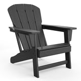 Garvee Outdoor Adirondack Chairs HDPE Plastic Weather-Resistant Fire Pit Ready Wide Armrests Slatted Back Heavy-Duty Black Patio Deck Lawn Seating - Black