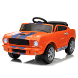 Garvee Ride - P Series: 12V Ride On Licensed Shelby GT350 Electric Car for Toddlers, Remote & Pedal Control, Safety Belt, LED Lights, 2 Speeds, Orange, Ages 3+, Outdoor Play - Orange
