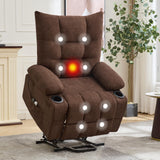 Garvee Power Lift Recliner Chair for Elderly, Oversized Standing Chair Recliner with Massage & Heat, Soft Padded Upholstery, Side Pocket & Cup Holders for Living Room, Bedroom, Brown - Linen | Brown