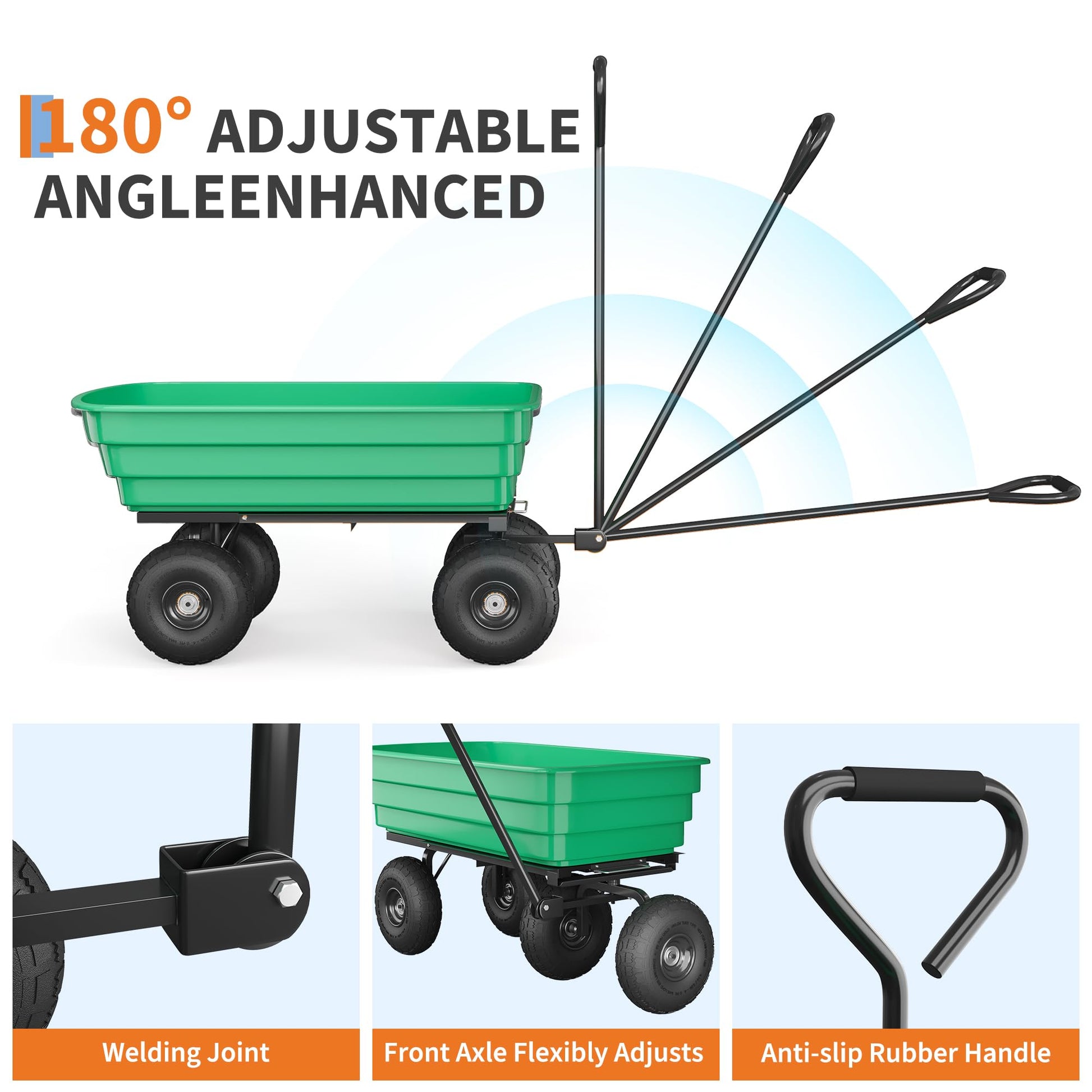 180 degree adjustable handle with anti-slip rubber grip