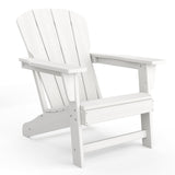 Garvee Outdoor Adirondack Chairs HDPE Plastic Weather-Resistant Fire Pit Chair Wide Armrests Slatted Back Heavy-Duty Seating White Patio Deck Lawn - White