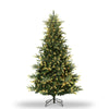 Garvee 6.5 ft Slim Aspen Fir Artificial Christmas Tree with 300 Warm White Lights, Metal Stand, Lifelike Pine Cones, Flame-Retardant, Pre-Lit Christmas Tree for Yard Home Holiday Decor