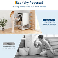 Garvee 29" Wide Laundry Pedestal for Washer and Dryer with Pullout-Shelf, Universal Fit, Anti-Vibration, 800 lbs Capacity, White