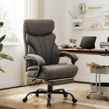 Garvee Comfortable Office Desk Chair 500 LBS, Big and Tall Ergonomic Office Chairs with Footrest, 90-155°Recline Executive Leather Gaming Chair for Heavy People, Long Hours, Grey - Grey