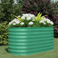 Garvee 4' X 2' X 2' Oval Galvanized Raised Garden Bed, Outdoor Metal Planter Box for Flowers, Vegetables & Herbs, Green