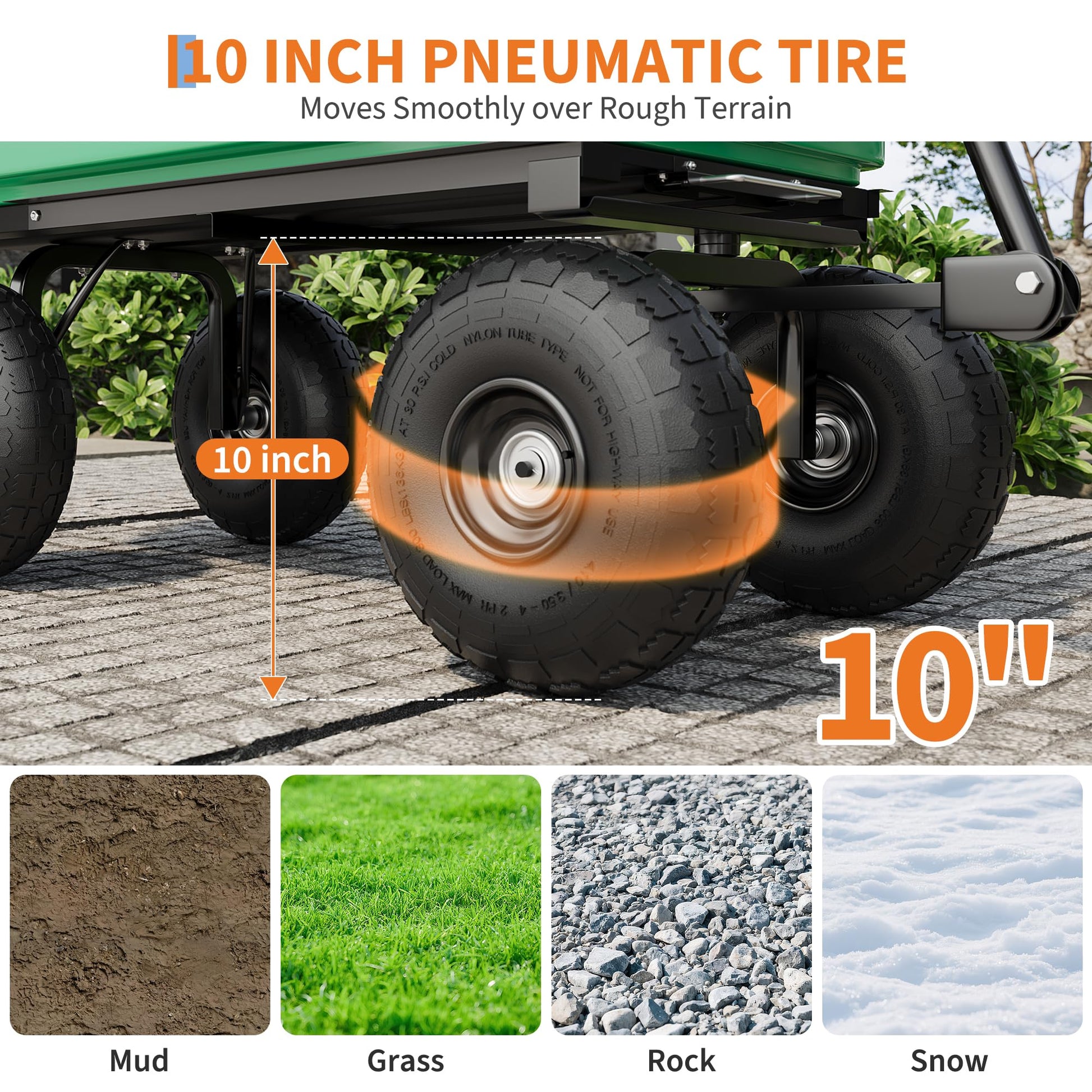 10 inch pneumatic tires for all-terrain yard wagon