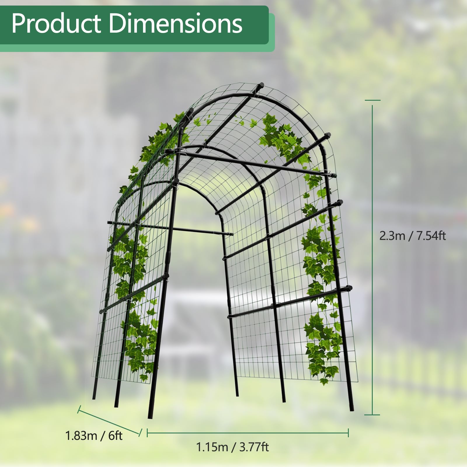 7.5 ft garden arch trellis product dimensions