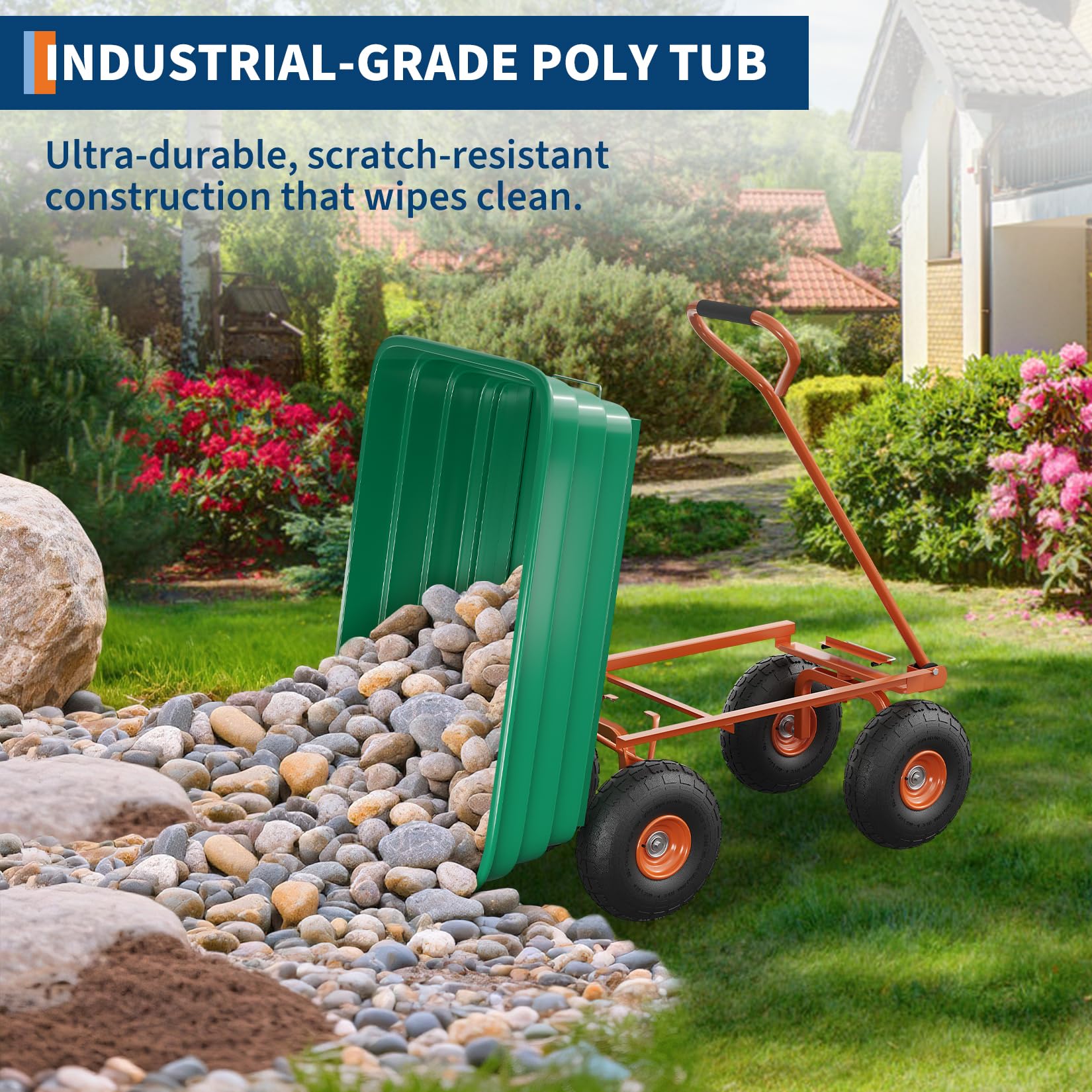 Garvee quick-release garden dump cart unloading rocks