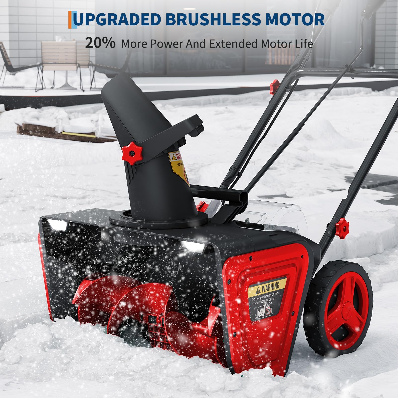 Upgraded brushless motor for more power and extended life