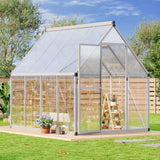 Garvee Heavy Duty 6x7 FT Polycarbonate Walk-In Greenhouse Kit with Reinforced Aluminum Frame - Lockable Door - Adjustable Roof Vent - Easy Assembly for Patio, Backyard, Winter - Silver - 1 - Silver