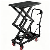 Garvee Hydraulic Lift Table Cart, 330Lbs Capacity 50" Lifting Height, Manual Double Scissor Lift Table, Hydraulic Scissor Cart for Material Handling and Transportation with Locking Wheels and Non-Slip Pad - Black(330 Lbs)-B